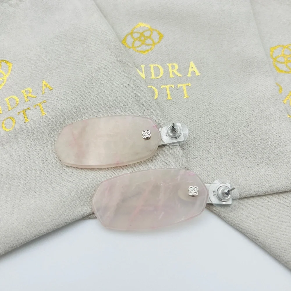 Kendra Scott Aragon Rose Quartz Drop Earrings in Silver - Picture 4 of 4